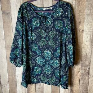 Liz Claiborne Paisley Top 3/4 Sleeves